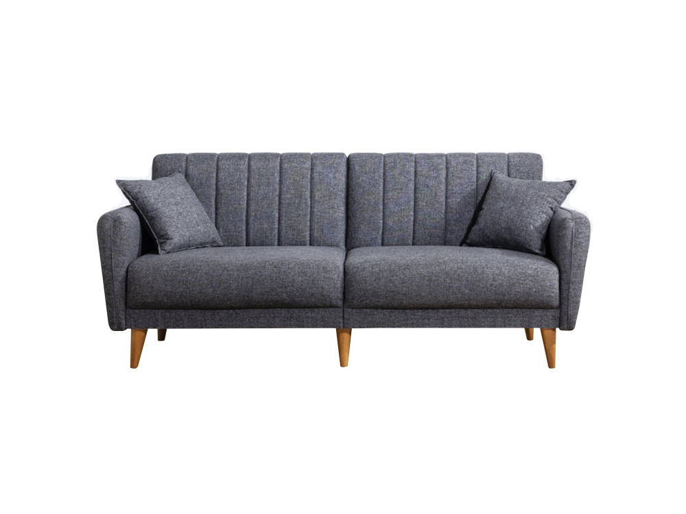 3-seater sofa bed in "Aqua" fabric 205 x 85 x 85 cm - Dark grey