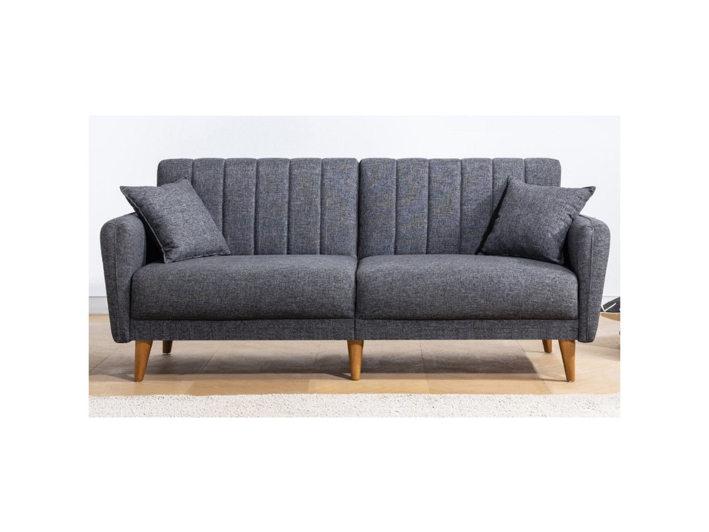 3-seater sofa bed in "Aqua" fabric 205 x 85 x 85 cm - Dark grey