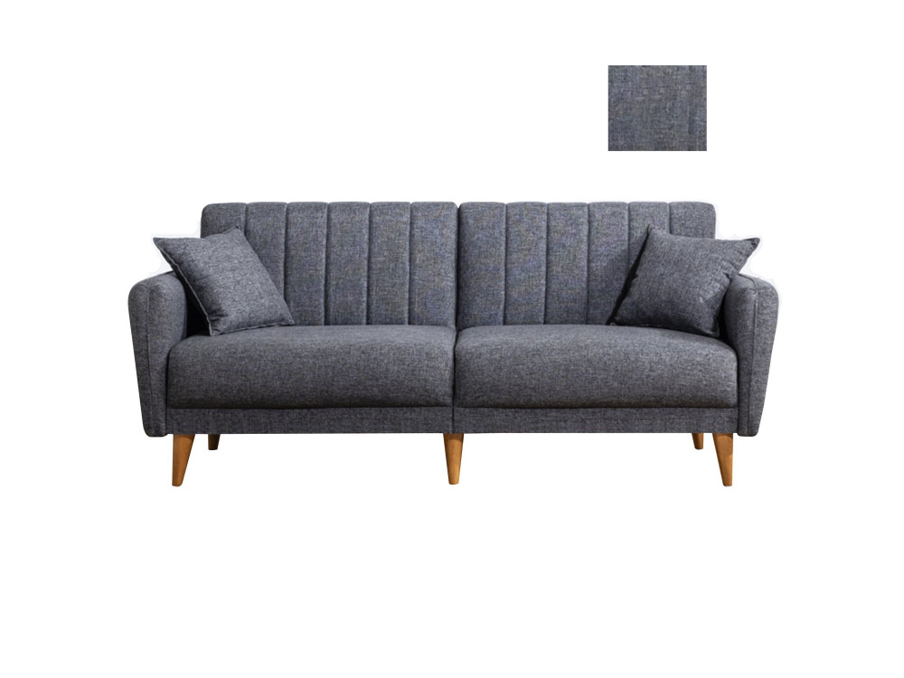 3-seater sofa bed in "Aqua" fabric 205 x 85 x 85 cm - Dark grey