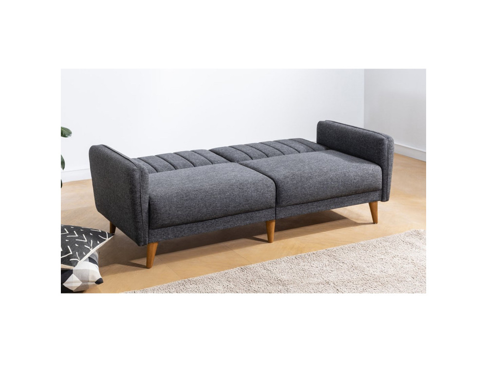 3-seater sofa bed in "Aqua" fabric 205 x 85 x 85 cm - Dark grey