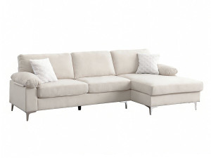 Jade" right corner sofa in chenille fabric - 3 seater - Beige