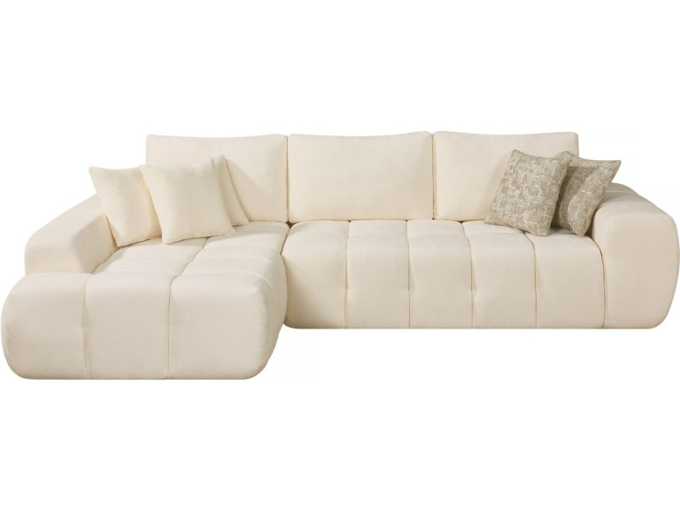 Sidonie" left corner sofa in bubble fabric - 4 seater - Beige