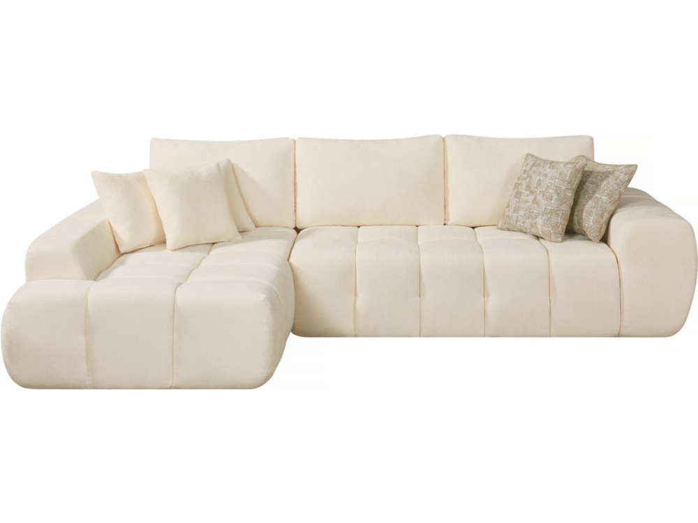 Sidonie" left corner sofa in bubble fabric - 4 seater - Beige