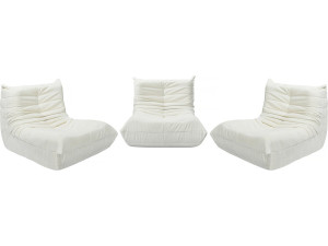 Set of 3 "Velasca" textured fabric modular sofa seaters - White