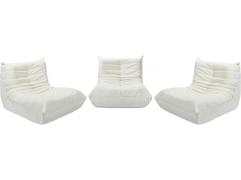 Set of 3 "Velasca" textured fabric modular sofa seaters - White
