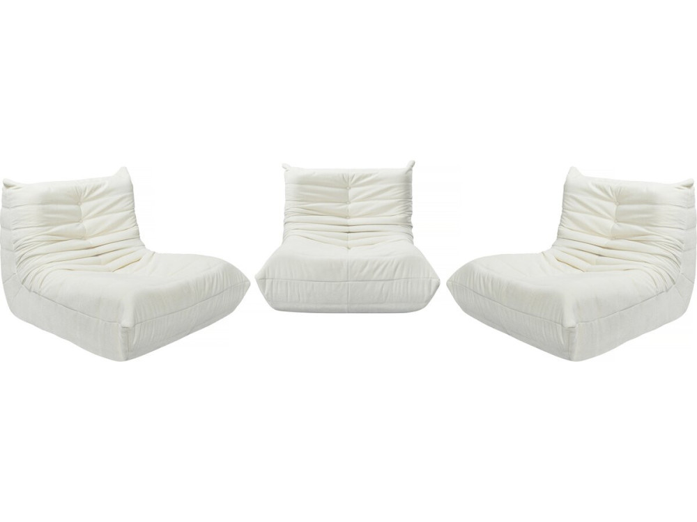Set of 3 "Velasca" textured fabric modular sofa seaters - White