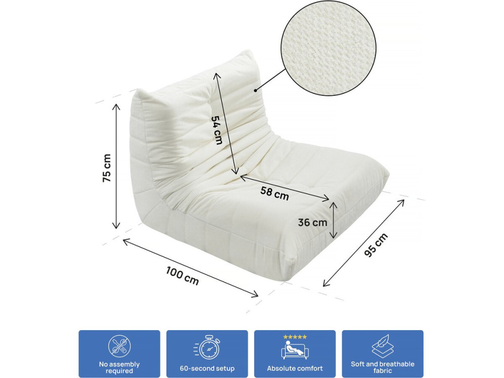 Set of 3 "Velasca" textured fabric modular sofa seaters - White