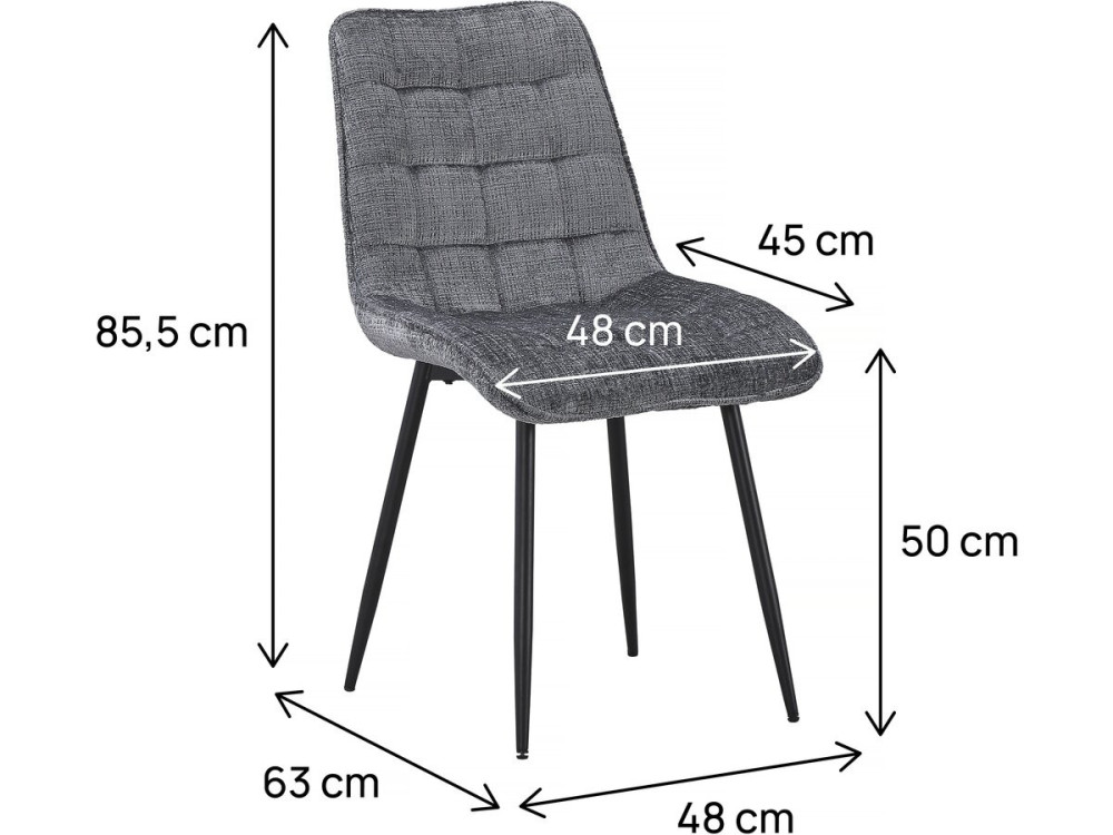 Yanis" high quality fabric dining chair - Set of 4 - Grey