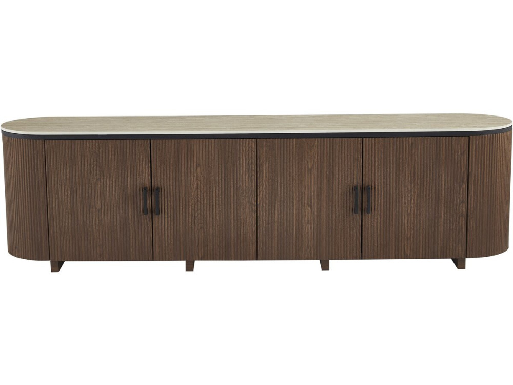 Portofino" oval wooden sideboard - 200 x 40 x 55 cm - Brown