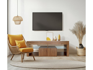 Hugo wooden designer TV cabinet - 140 x 40 x 50 cm - Brown 2