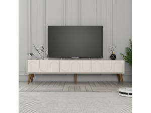 Lyon" wooden TV stand - 180 x 35 x 44 cm - CrèmeNoix 2