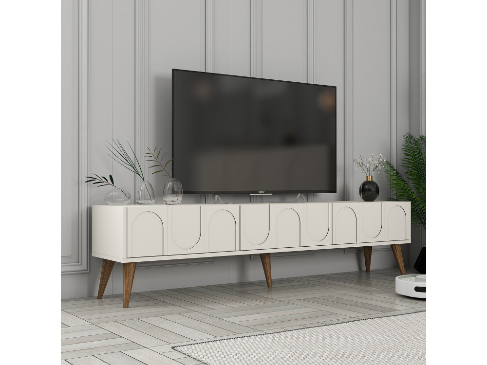 Lyon" wooden TV stand - 180 x 35 x 44 cm - CrèmeNoix