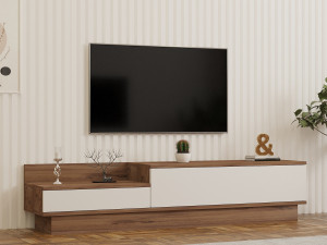 Barko" wooden TV stand - 160 x 35 x 35 cm - Atlantic PineWhite 2