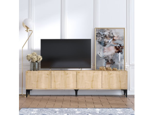 Nora" wooden TV stand - 180 x 35 x 50 cm - Sapphire Oak 2