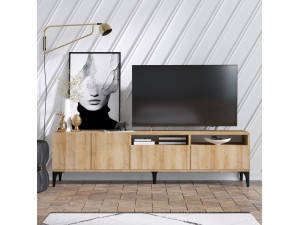 Ross" wooden TV stand - 180 x 35 x 52 cm - Oak 2