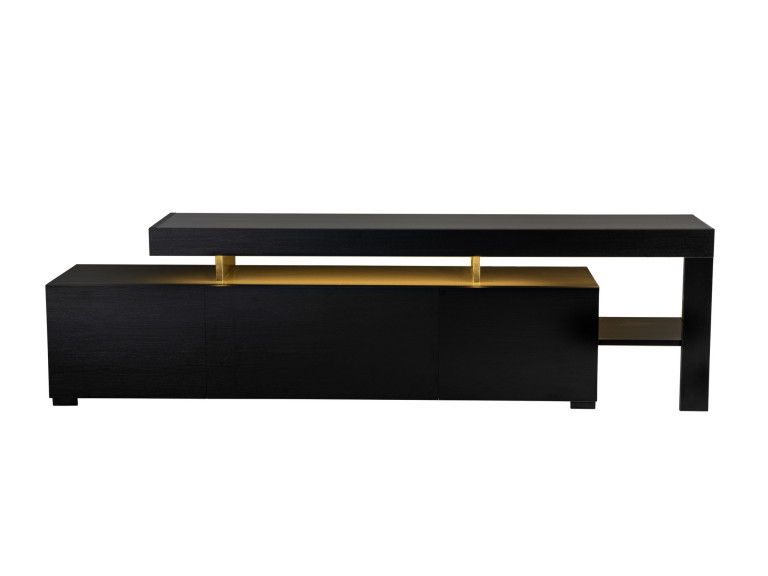 Beliz" wooden TV stand 192 x 37 x 53 cm - Black wood