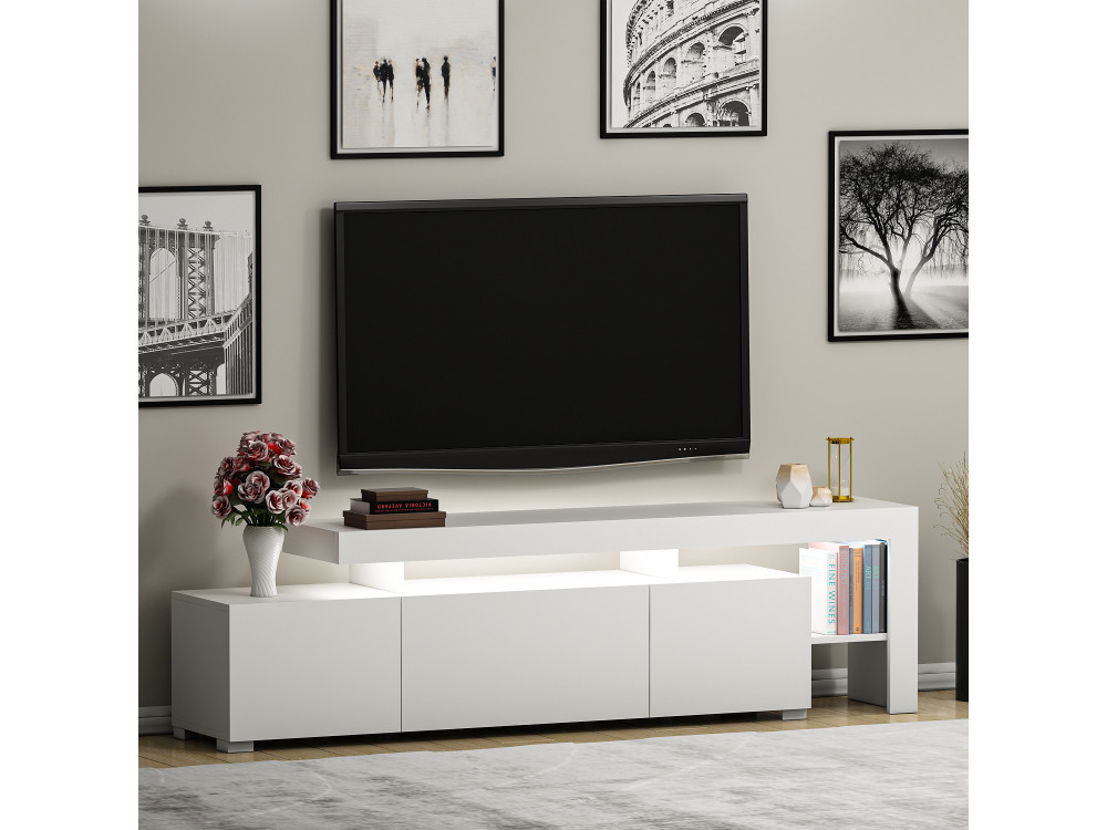 Beliz" wooden TV stand 192 x 37 x 53 cm - White