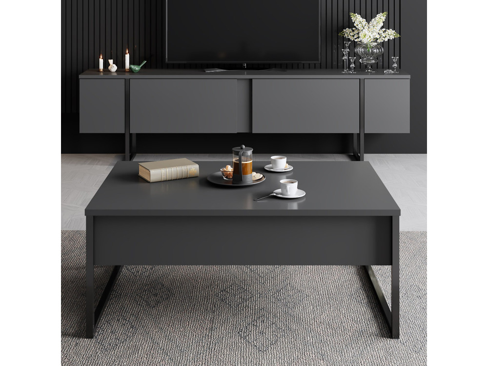 Luxe" wooden TV stand 180 x 30 x 50 cm - Anthracite
