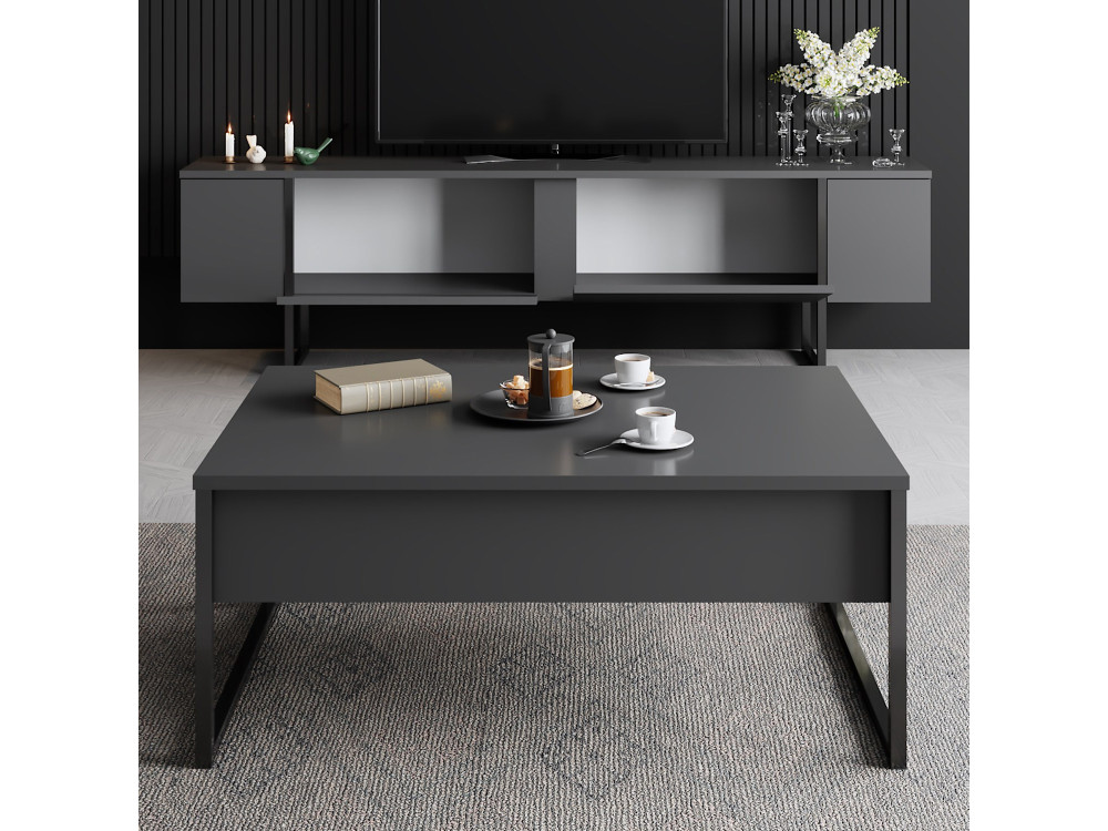 Luxe" wooden TV stand 180 x 30 x 50 cm - Anthracite