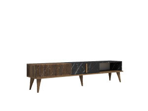 Milan" wooden TV stand - 180 x 35 x 40 cm - WalnutBlack
