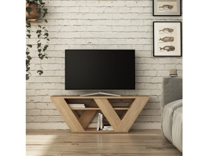 Pipralla" wooden TV stand - 110 x 30 x 40 cm - Oak 2