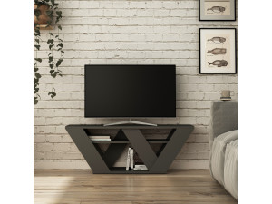 Pipralla" wooden TV stand - 110 x 30 x 40 cm - Anthracite 2