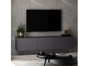 Neon" wooden TV stand 160 x 32 x 35 cm - Anthracite 2
