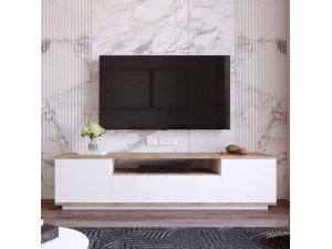 FR7" wooden TV stand - 180 x 44 x 44 cm - Atlantic PineWhite 2