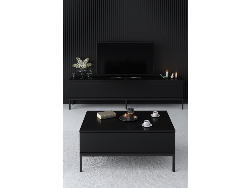 Lord" wooden TV stand - 180 x 30 x 47 cm - Black