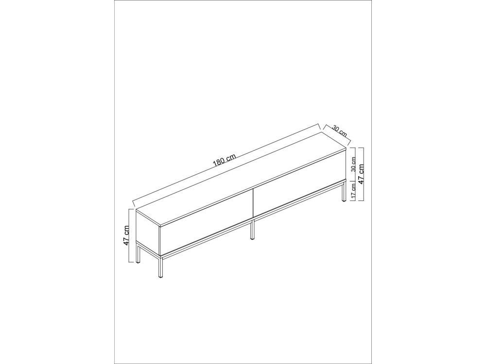 Lord" wooden TV stand - 180 x 30 x 47 cm - Black