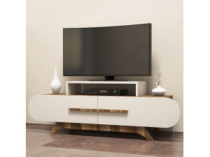 Rose" wooden TV stand - 145 x 36 x 49 cm - Walnut cream 2