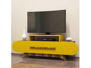 Rose" wooden TV stand - 145 x 36 x 49 cm - WalnutYellow 2