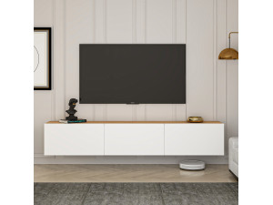 West" wooden TV stand - 150 x 32 x 30 cm - Atlantic white pine 2