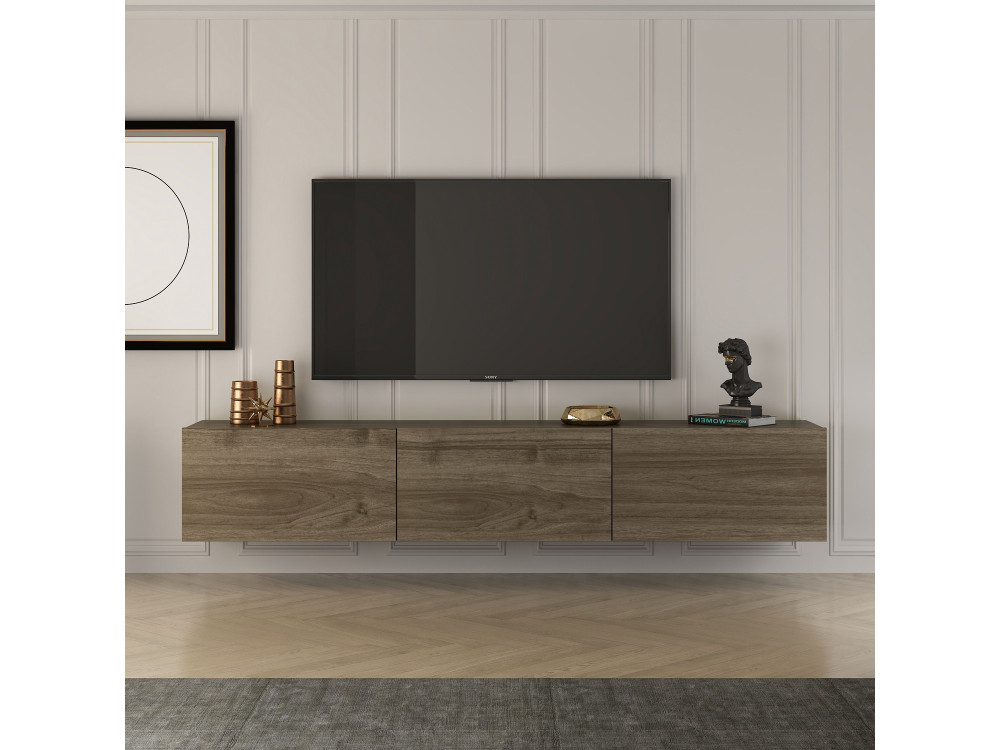 West" wooden TV stand - 150 x 32 x 30 cm - Walnut