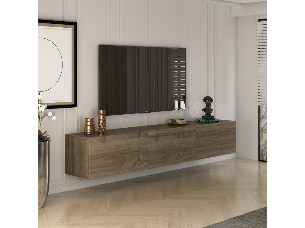 West" wooden TV stand - 150 x 32 x 30 cm - Walnut