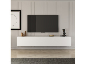 West" wooden TV stand 150 x 32 x 30 cm - White 2