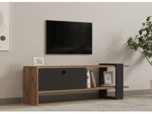 Ova" wooden TV stand - 120 x 25 x 36 cm - Oak-Anthracite 2