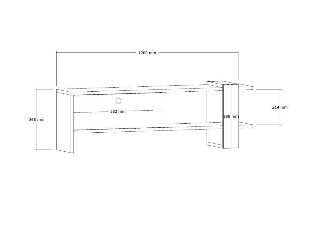 Ova" wooden TV stand - 120 x 25 x 36 cm - Oak-Anthracite