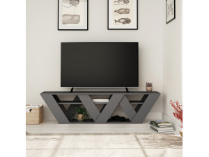 Ralla" wooden TV stand - 158 x 30 x 40 cm - Anthracite 2