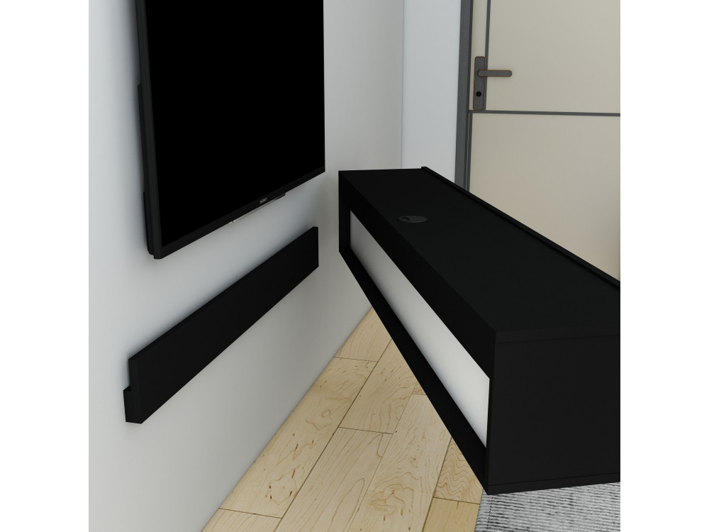 Denby" wooden TV stand - 160 x 31 x 29 cm - Black