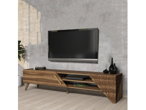 Beril" wooden TV stand - 180 x 40 x 37 cm - Walnut 2