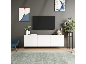 White" wooden TV stand - 150 x 31 x 44 cm - White 2