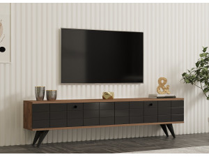 Alberi" wooden TV stand - 160 x 25 x 35 cm - Charcoal grey 2