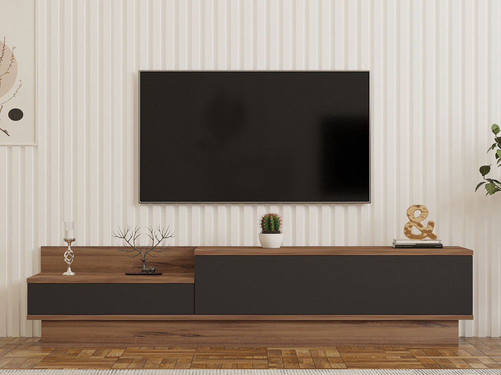 Asir" wooden TV stand - 160 x 35 x 35 cm - Brown