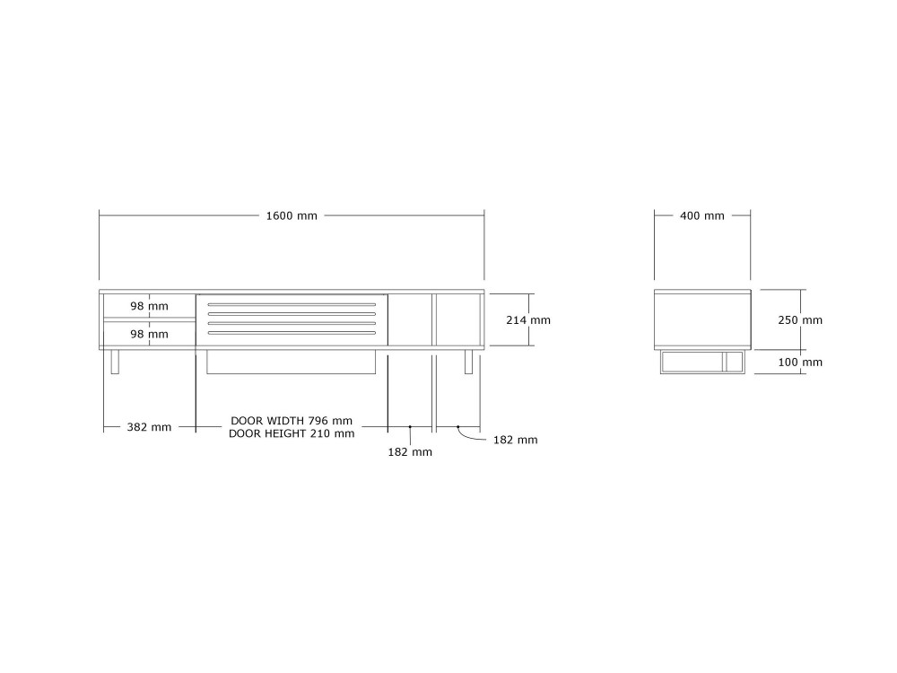Safir" wooden TV stand 160 x 40 x 35 cm - Saphir