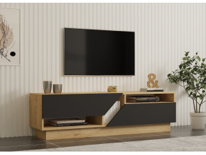 Yaprak" wooden TV stand - 160 x 40 x 45 cm - Saphir, Anthracite 2