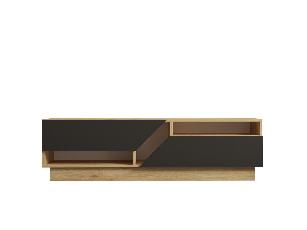 Yaprak" wooden TV stand - 160 x 40 x 45 cm - Saphir, Anthracite