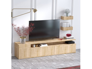 Alika" wooden TV stand - 180 x 35 x 45 cm - Oak 2