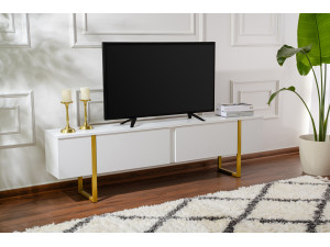 Serenity" wooden TV stand - 180 x 29 x 50 cm - White 2