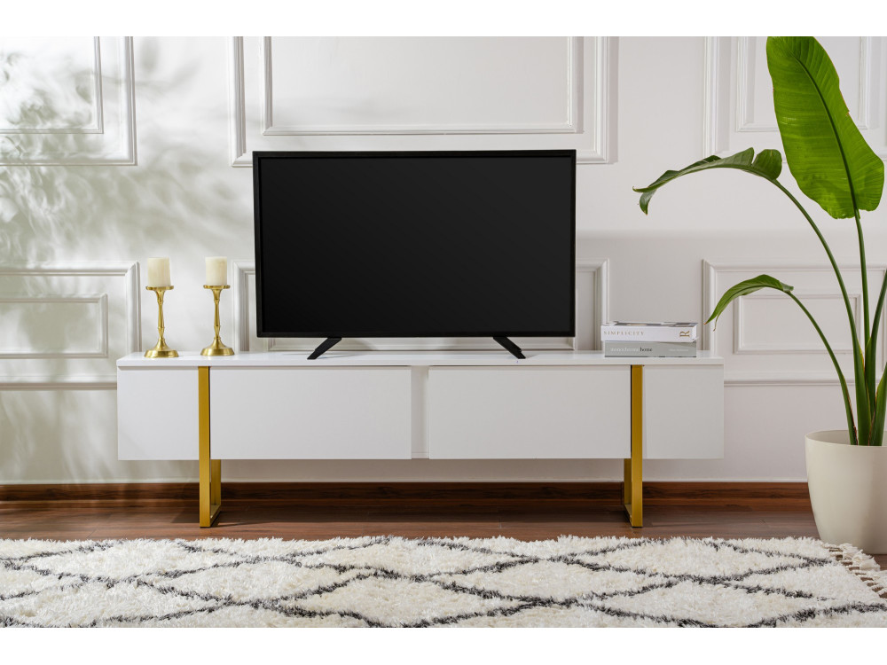 Serenity" wooden TV stand - 180 x 29 x 50 cm - White